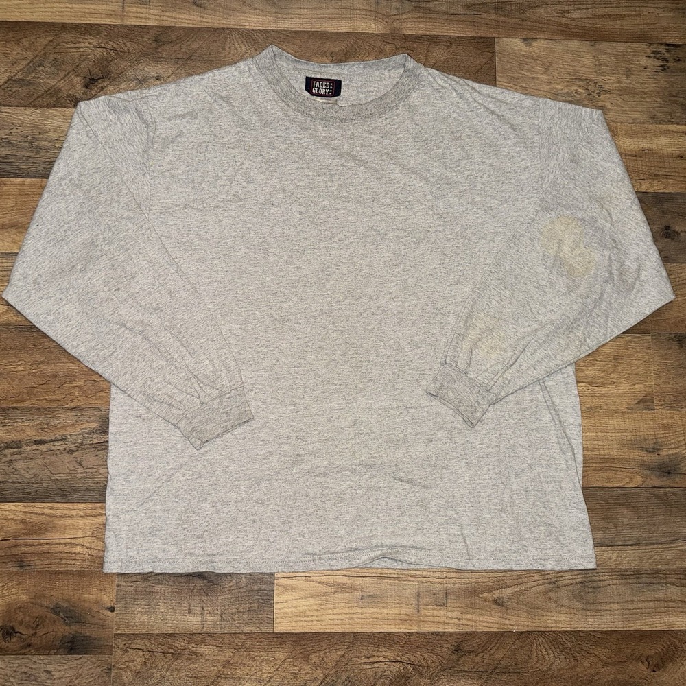 Vintage Faded Glory Long Sleeve T Shirt Gray Size XL